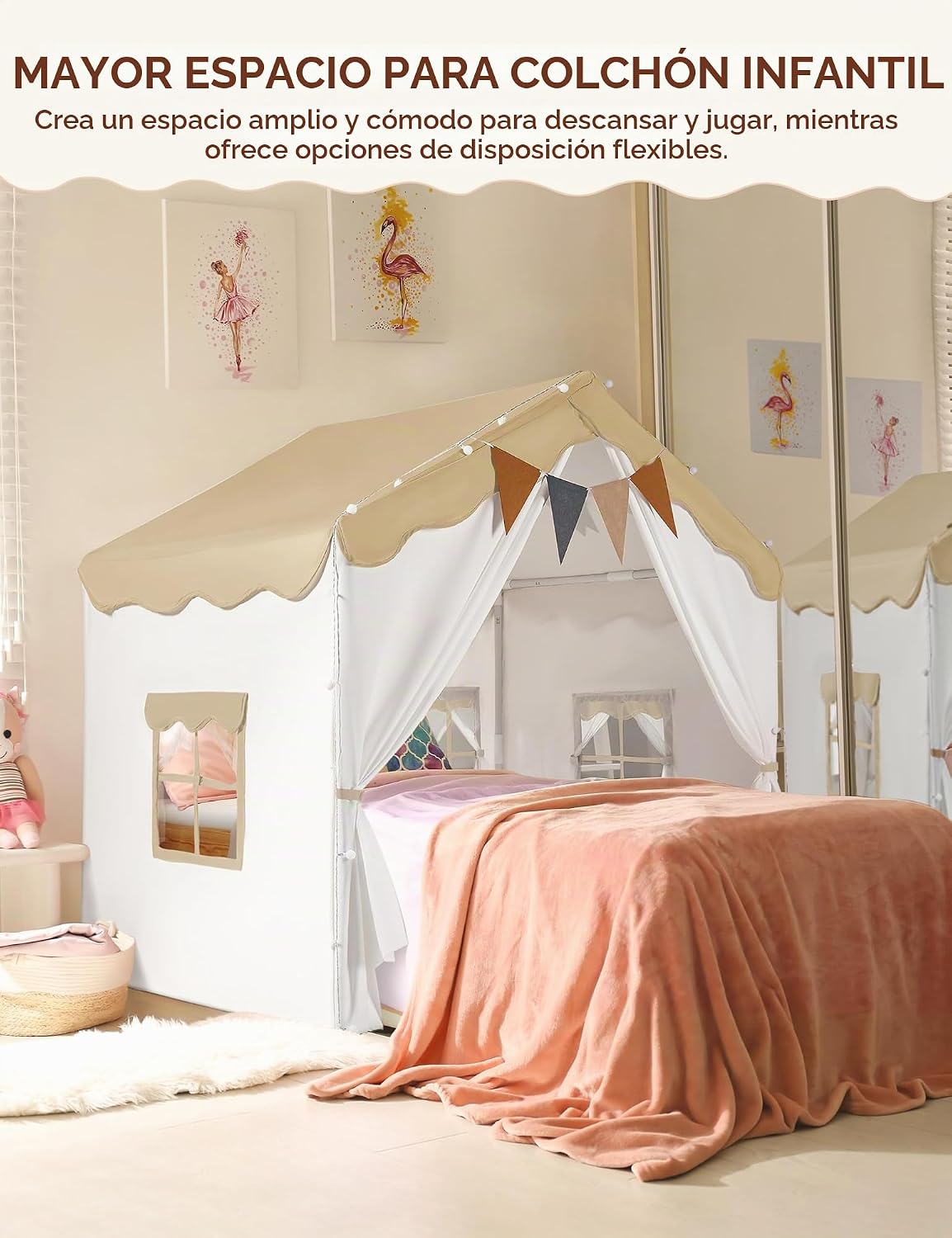 besrey Tienda de campaña para niños 2 en 1 con alfombrilla acolchad...