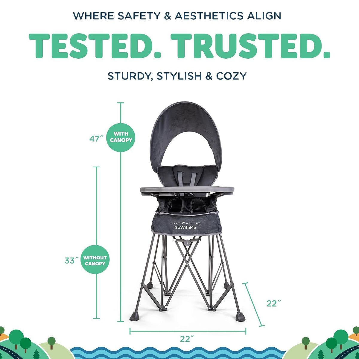 Baby Delight Go with Me Uplift Silla alta portátil de lujo, toldo p...