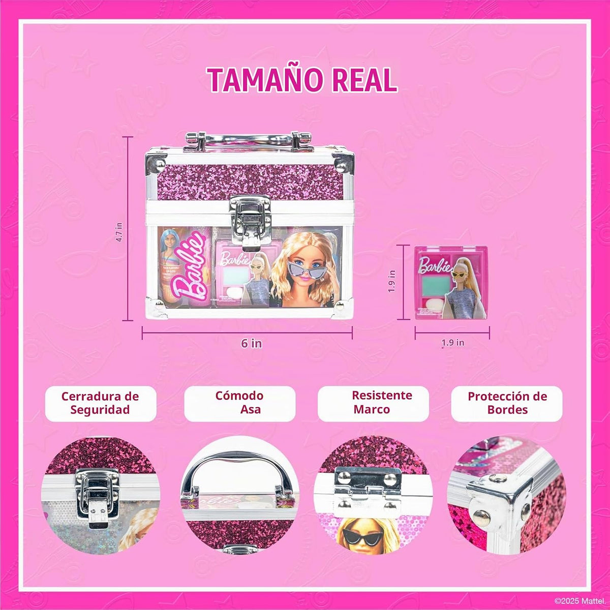 Barbie - Juego de maquillaje para niños en mini estuche de tren, se...