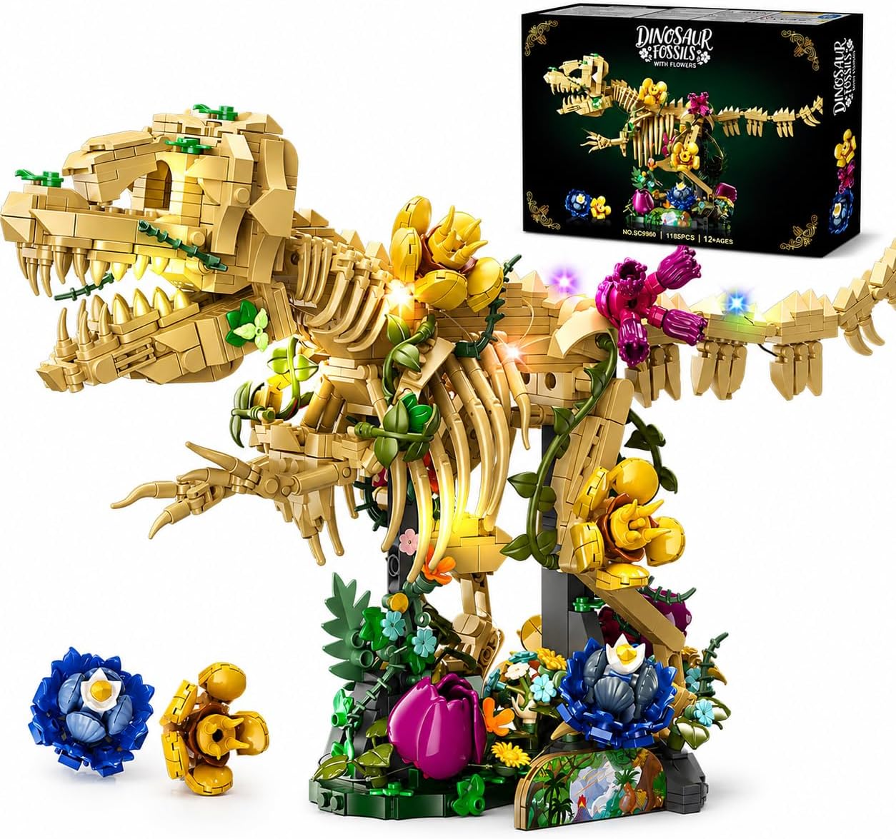 CUBIMANA Juego de construcción de flores fósiles de dinosaurios con...