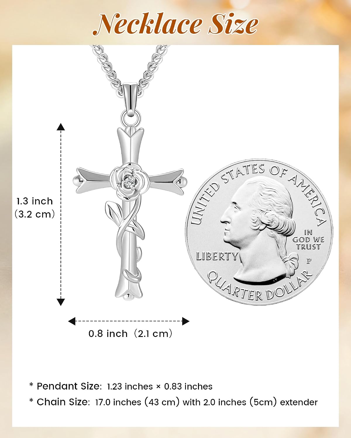 Collar de cruz ACECHA para mujer | Collar colgante de fe de plata c...