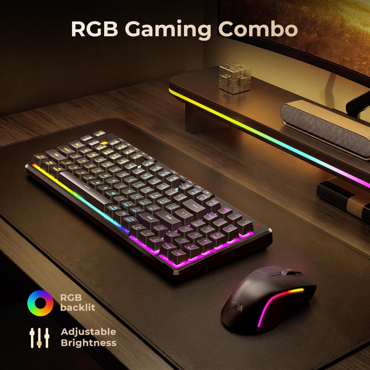 Redragon S156 - Teclado y mouse inalámbricos para juegos con tres m...