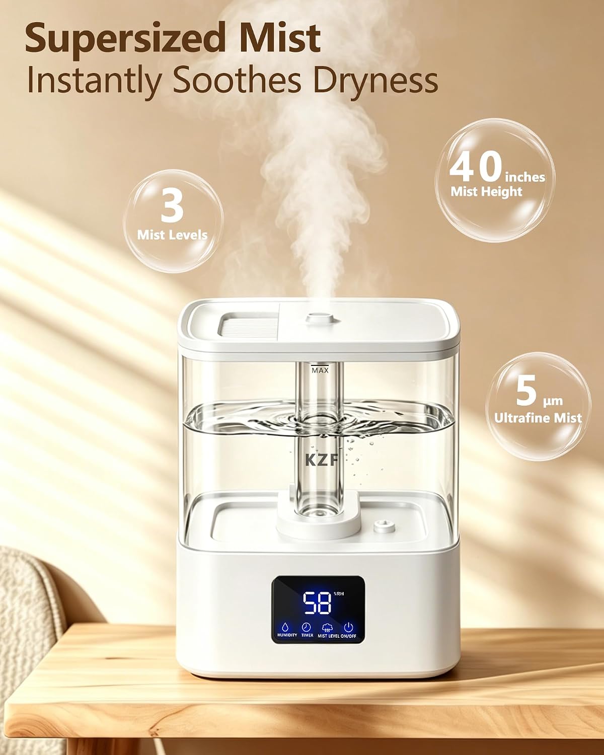 Humidificadores KZF para dormitorio, humidificador de niebla fría d...