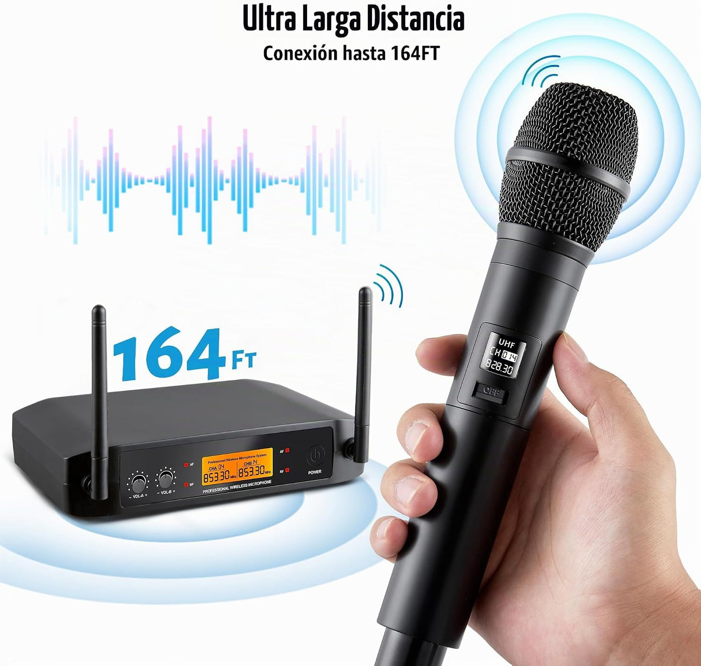RXSKERTL Micrófono para cantar, sistema de micrófono inalámbrico, d...