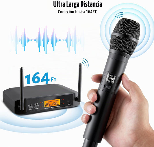 RXSKERTL Micrófono para cantar, sistema de micrófono inalámbrico, d...