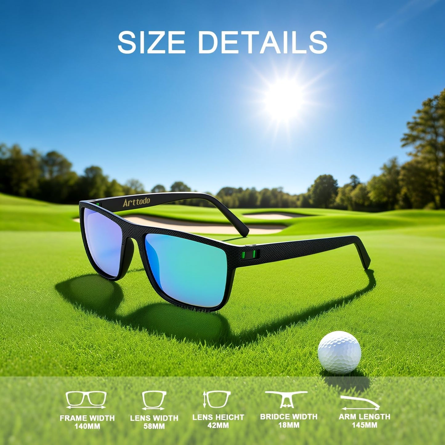 Arttodo Lentes de sol de golf, lentes de sol polarizados UV para ho...