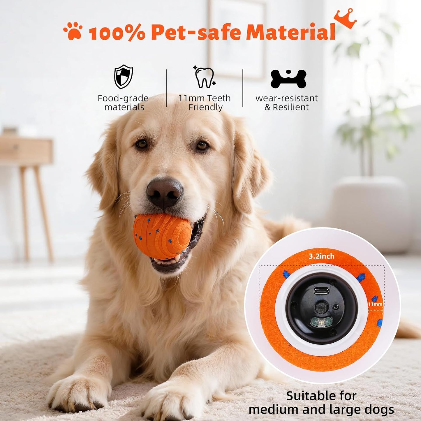 Pelota de juguetes inteligentes interactivos para perros, movimient...