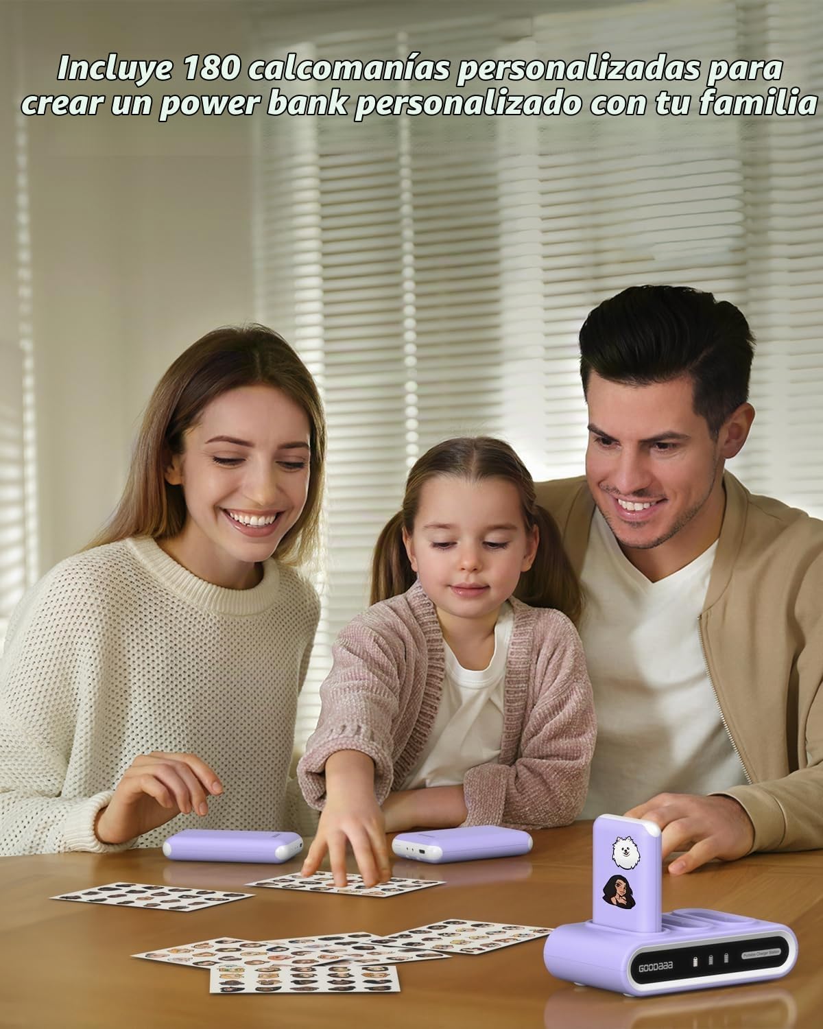 GOODaaa Cargador portátil, paquete de 3 cables integrados de banco...