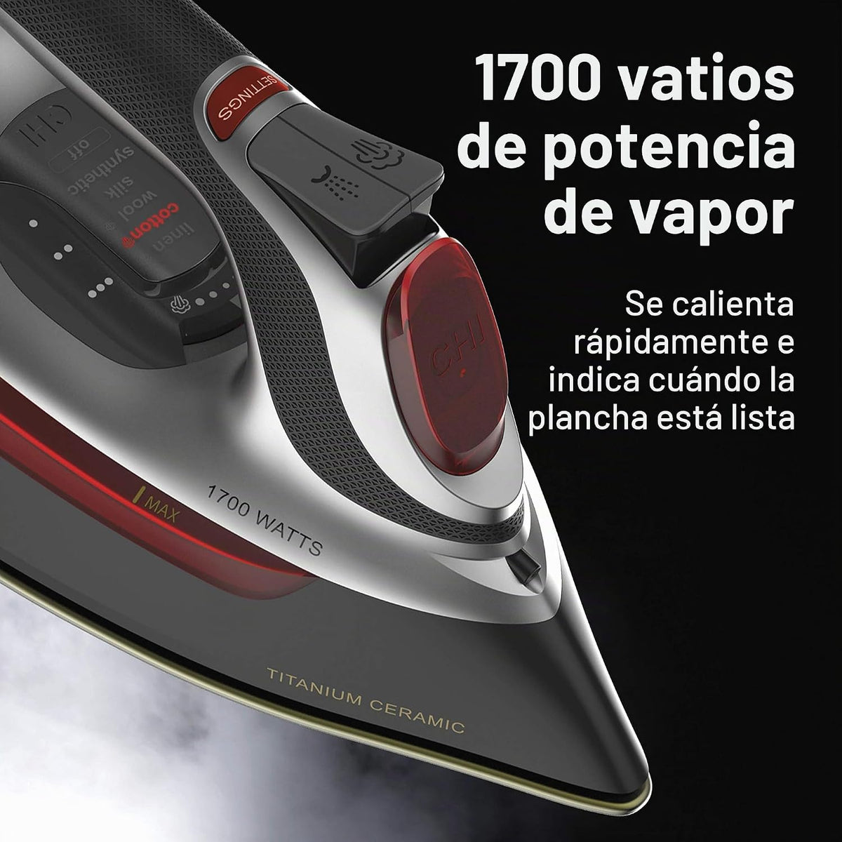 CHI Steam Plancha para ropa, 1700 vatios, cable XL de 10 pulgadas |...