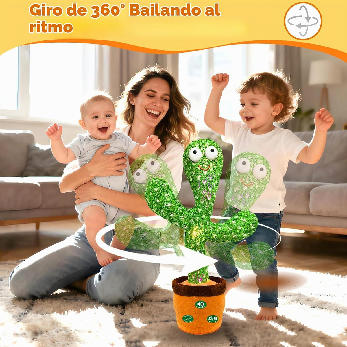 Hunfur Juguete recargable de cactus parlante y bailarín, repite lo...