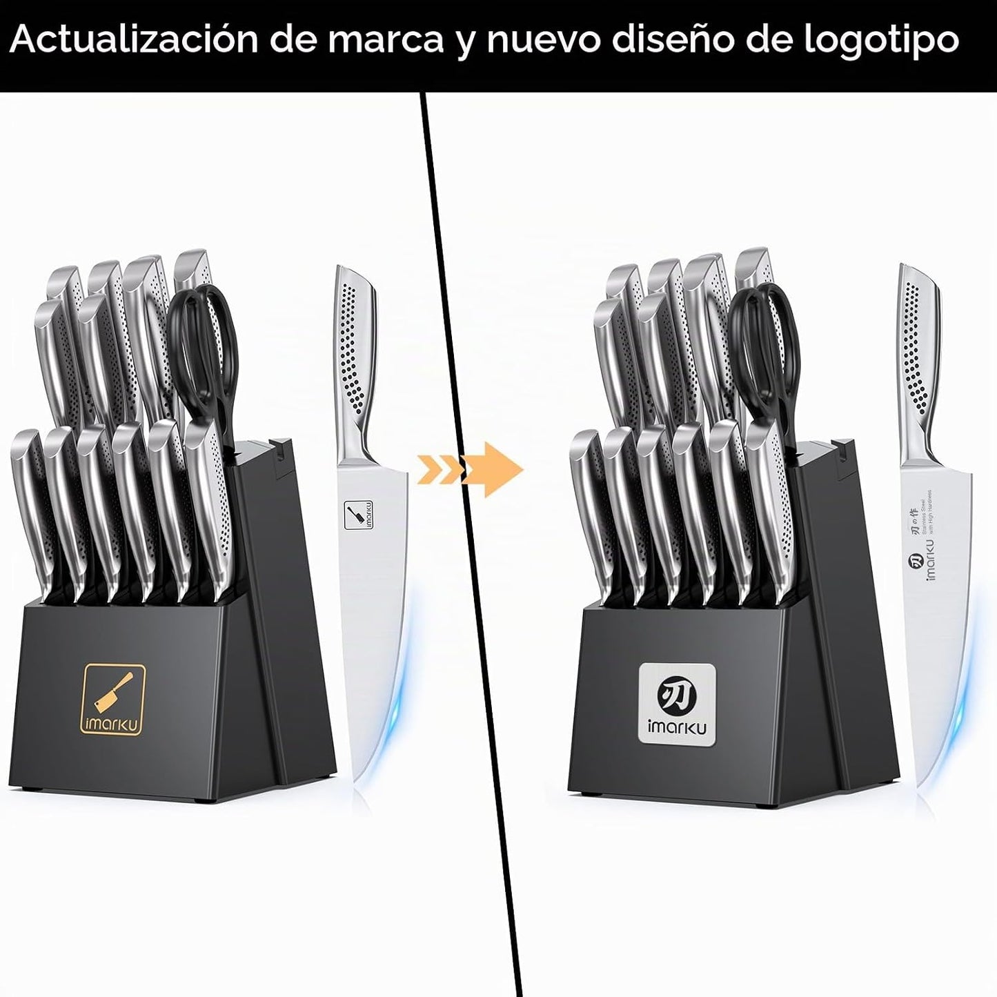 imarku® Juego de cuchillos de cocina, 15 piezas, juego de cuchillos...