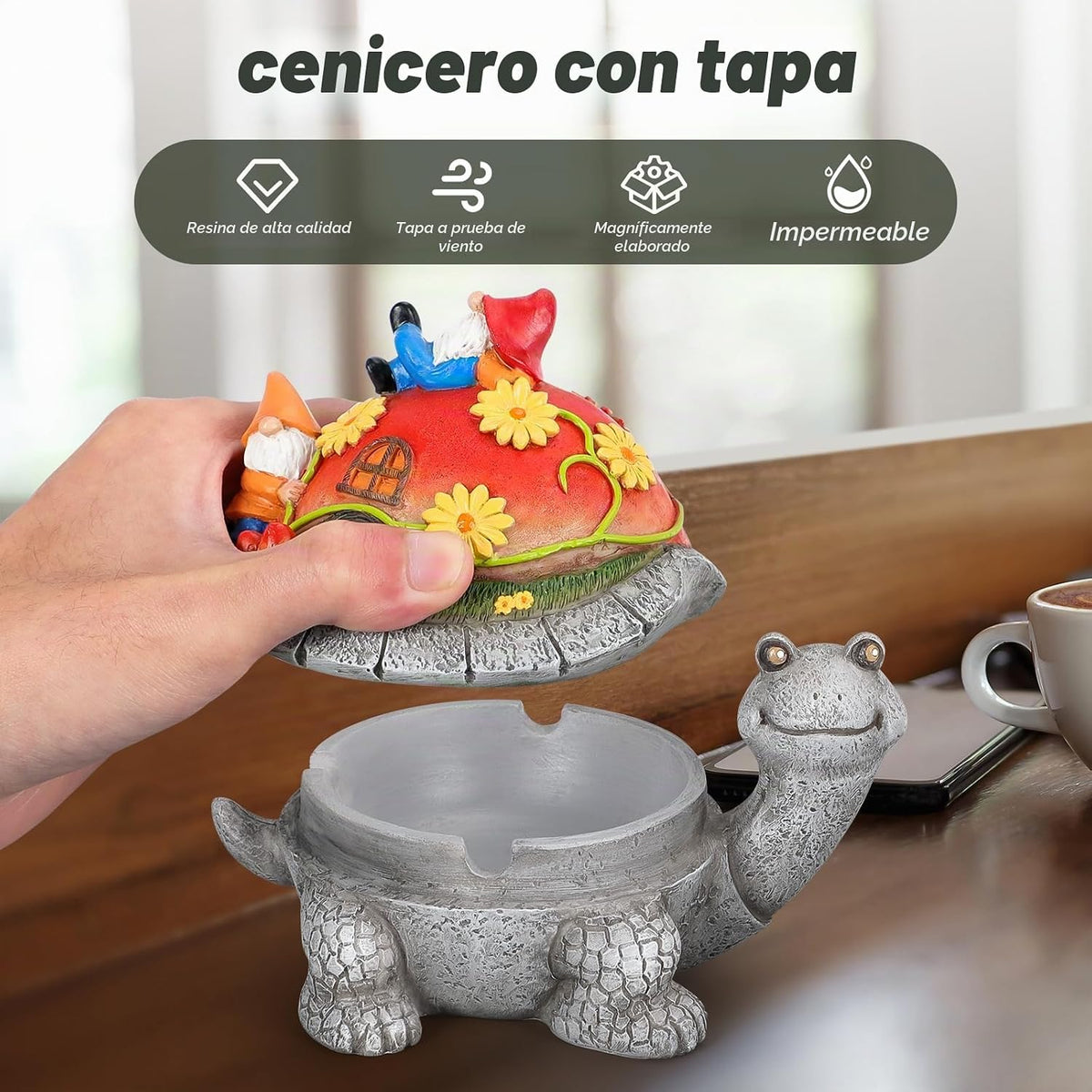 USEWIRE Ceniceros, Lindo Cenicero de Tortuga para Exteriores para C...