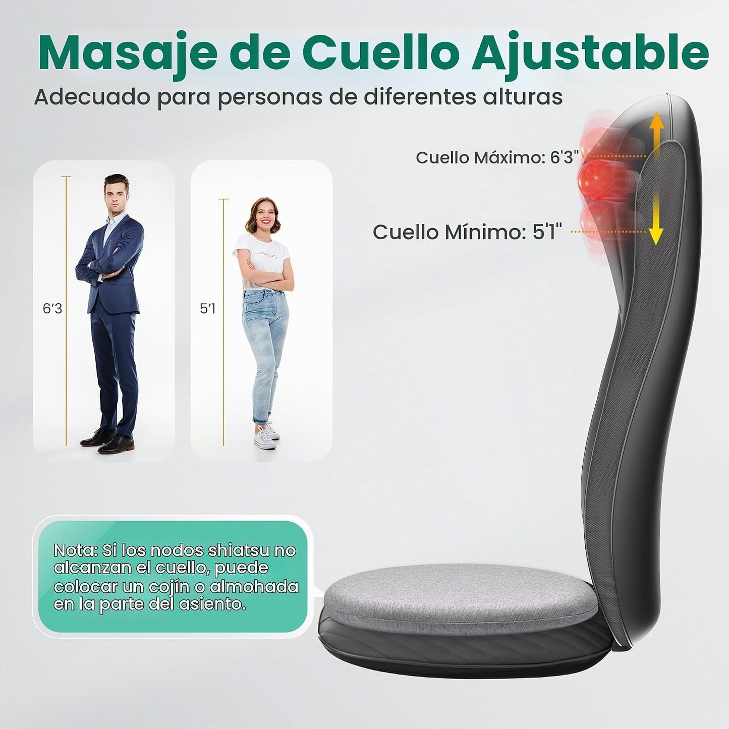 Snailax Masajeador Shiatsu de espalda y cuello 2026 con calor, almo...