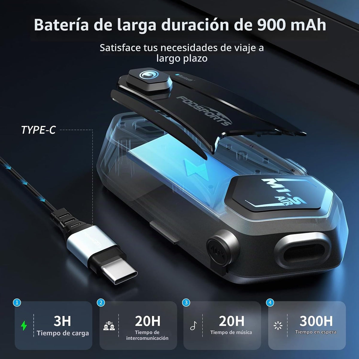 Fodsports M1-S Air - Auriculares Bluetooth para motocicleta con com...