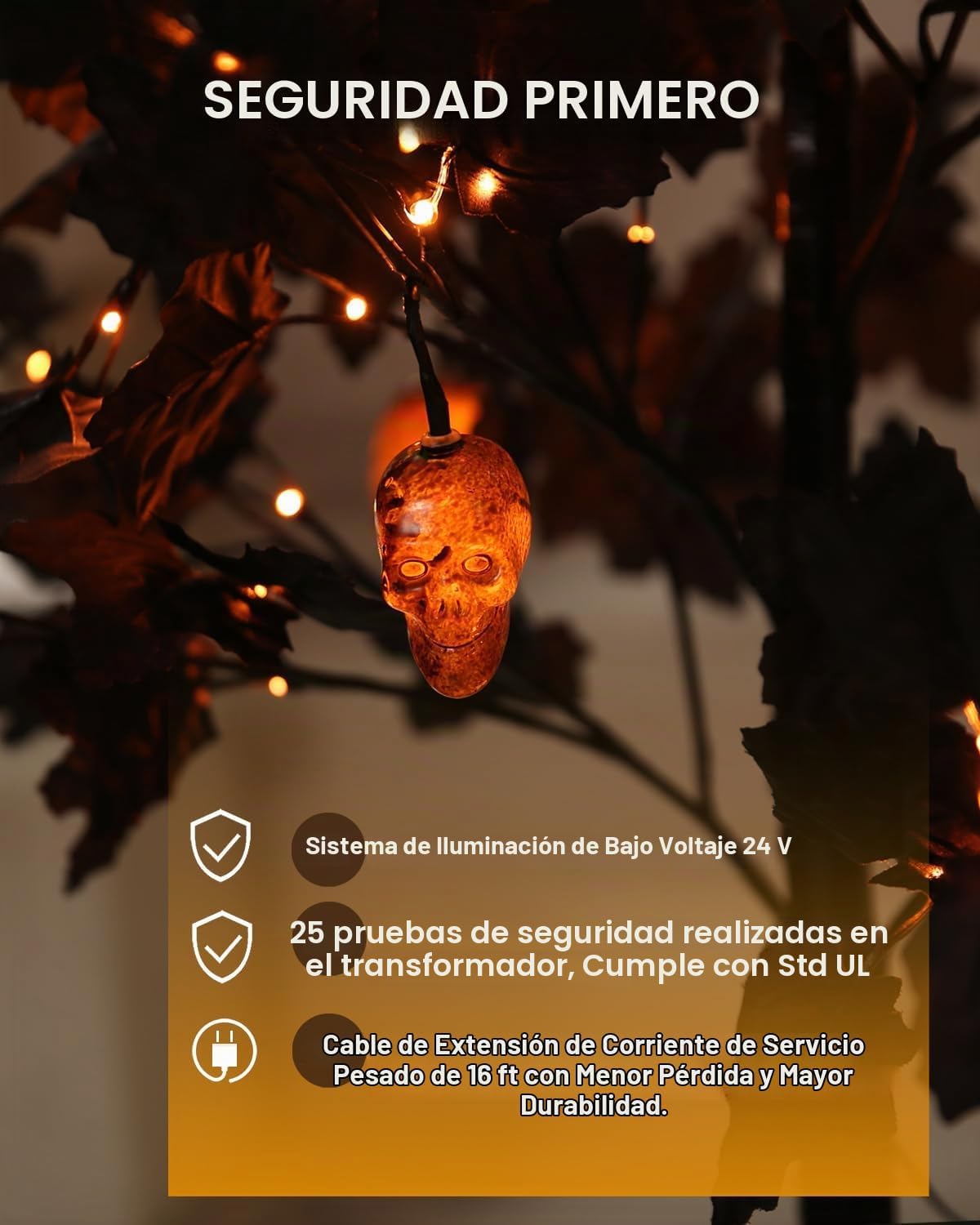 TYBEEU Árbol de Halloween de arce negro de 6 pies con luces LED de...