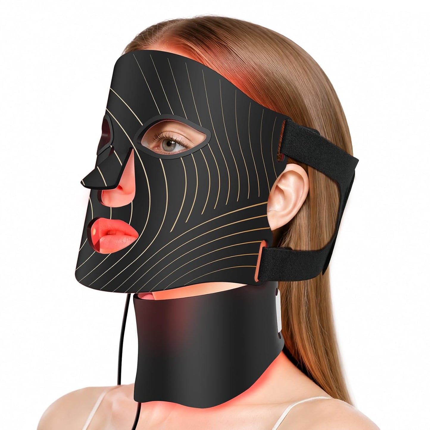 ONLUKY Terapia de luz roja para cara, máscara facial LED terapia de...
