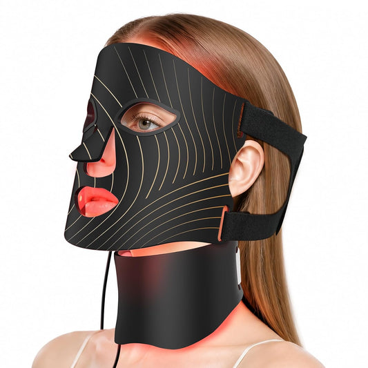 ONLUKY Terapia de luz roja para cara, máscara facial LED terapia de...