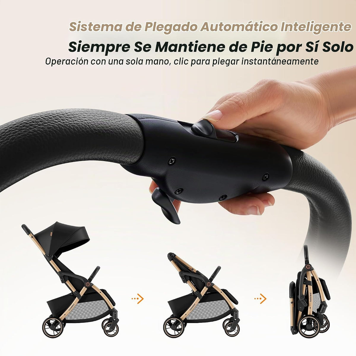 Babideal Cochecito de viaje ligero, auto plegable con almacenamient...