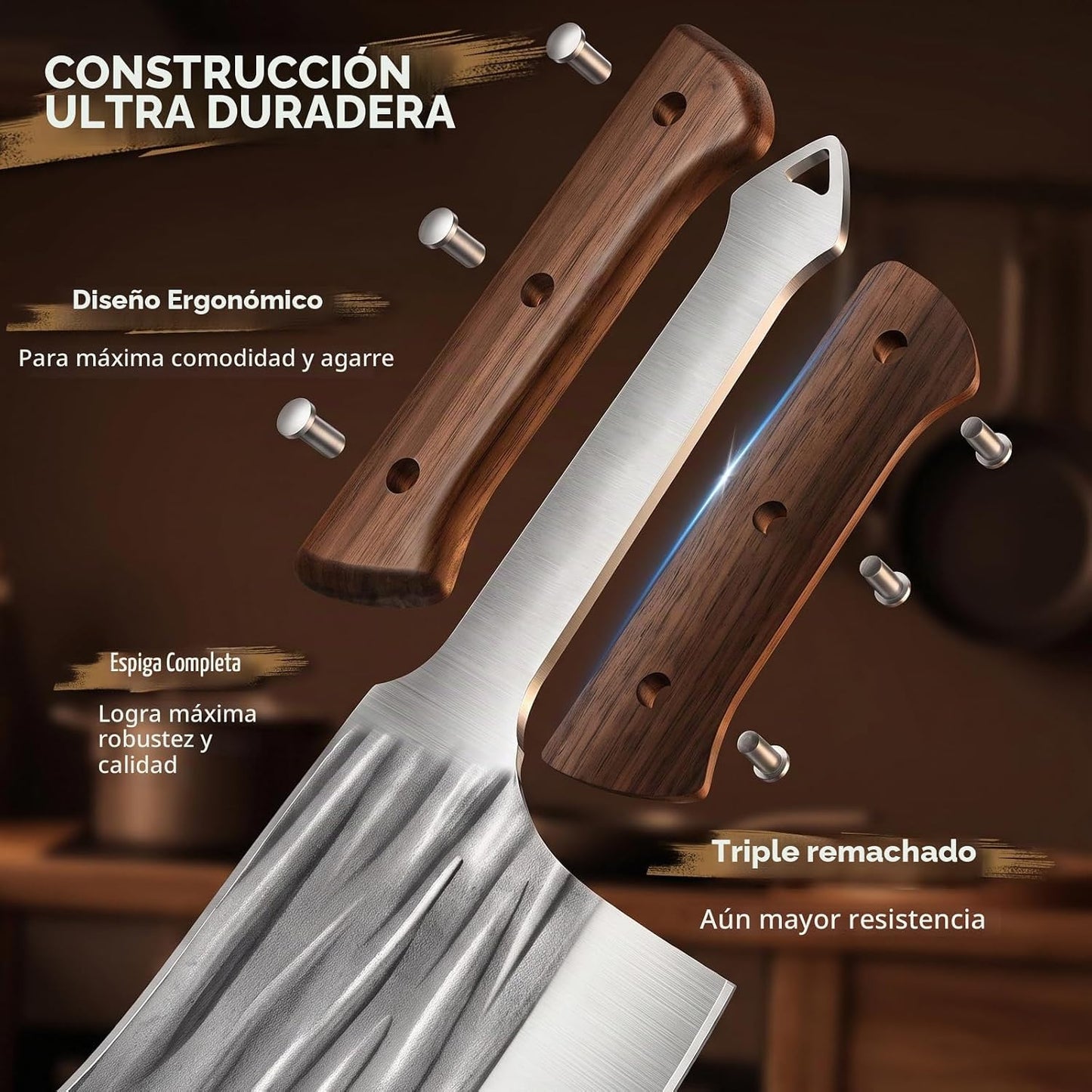 MDHAND 14 piezas de juego de cuchillos de carnicero profesional con...
