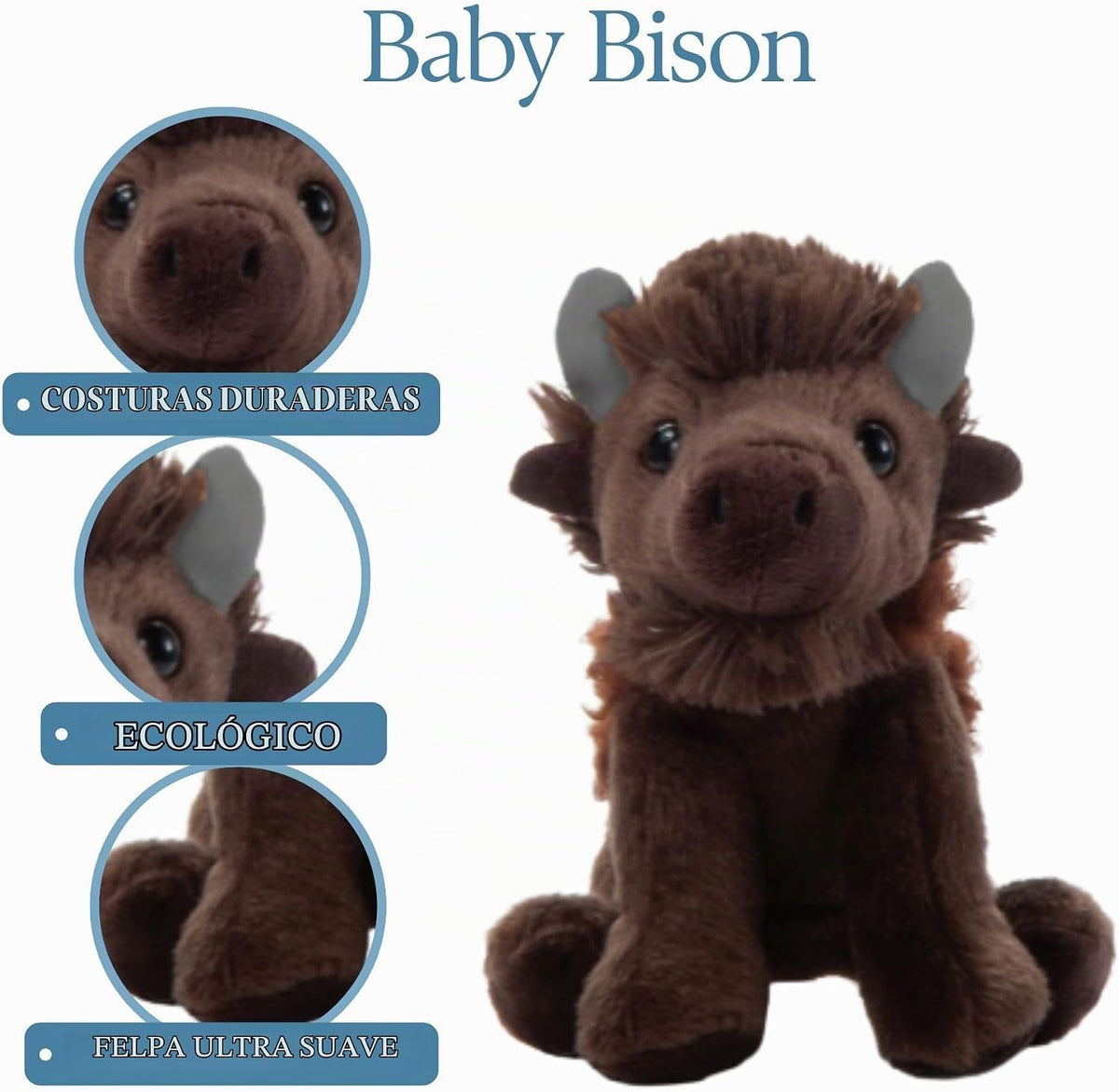 The Petting Zoo Peluche de bisonte, Babiez, regalos para niños, 6 p...