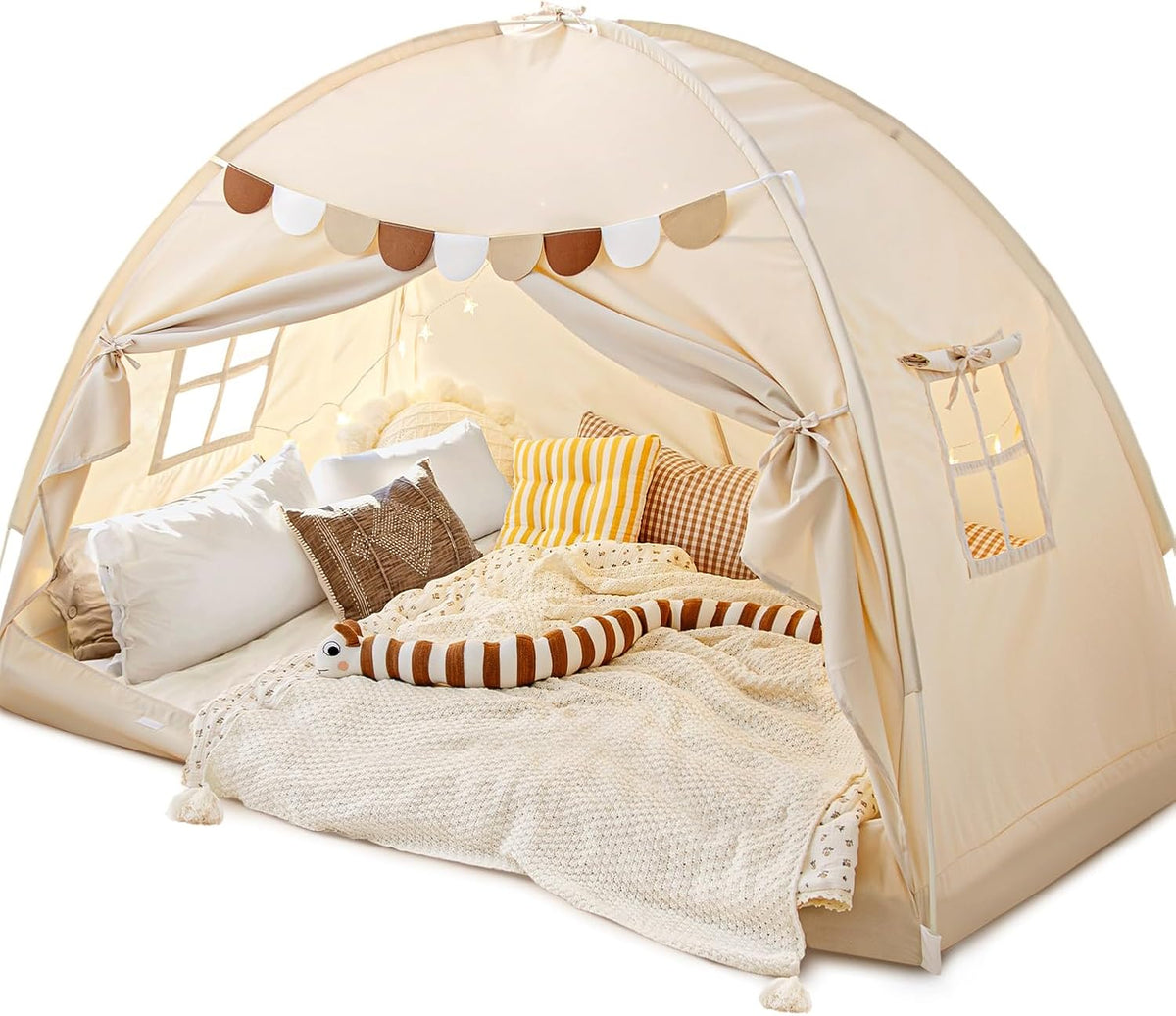 Toldo de cama de tamaño completo, litera para niños, tienda de camp...