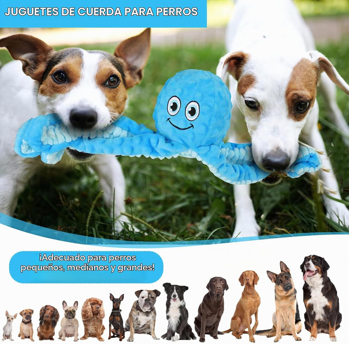 Letsmeet Juguetes Chirriantes para Perros Pulpo Relleno Juguete Cru...