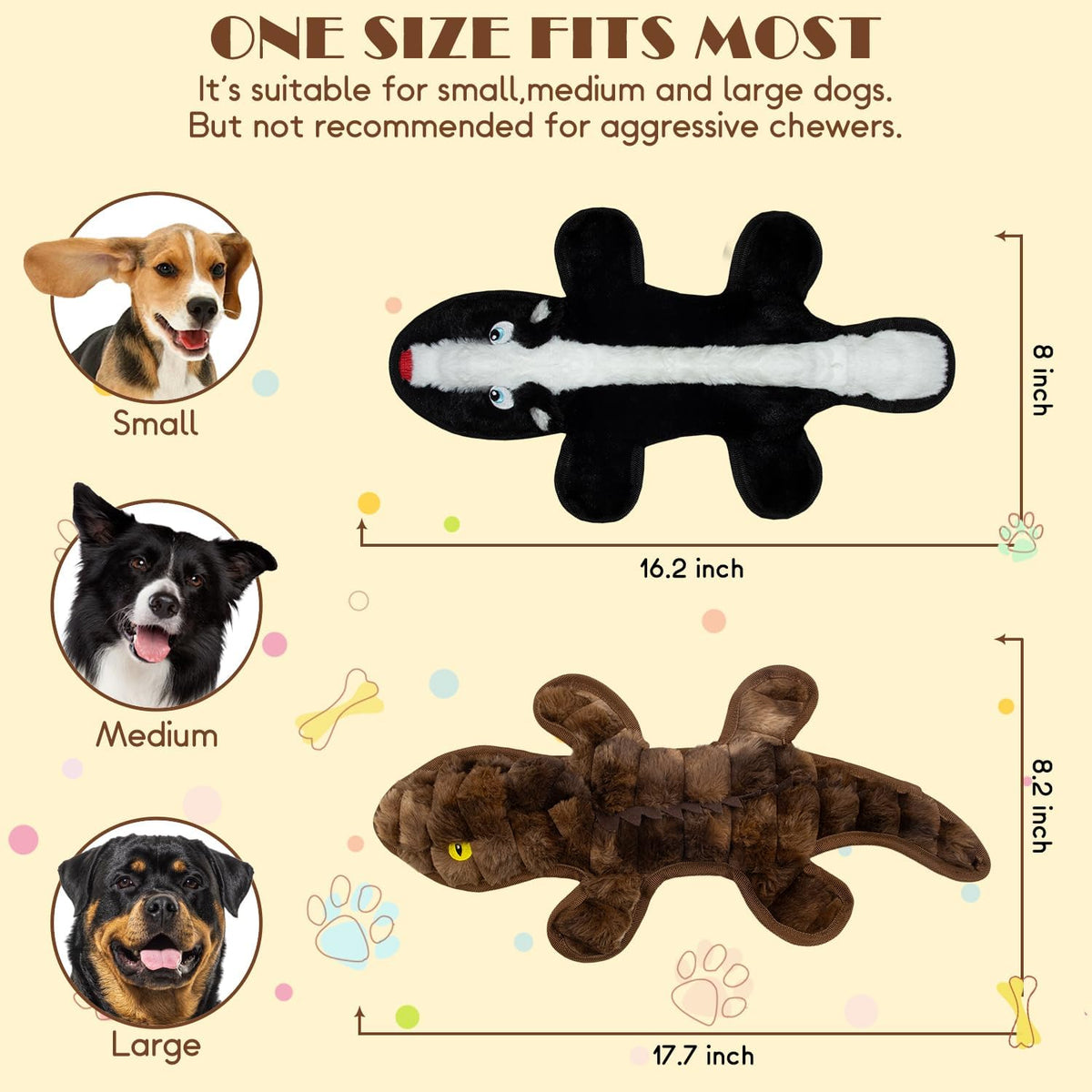 MAOOOOB Juguetes chirriantes para perros sin relleno, paquete de 2...