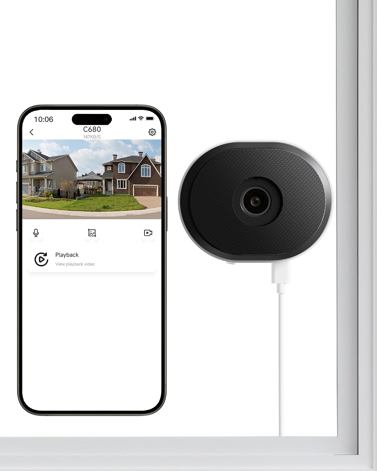 ZOSI Cámara de seguridad montada ventana interior C680 2K 3MP WiFi...