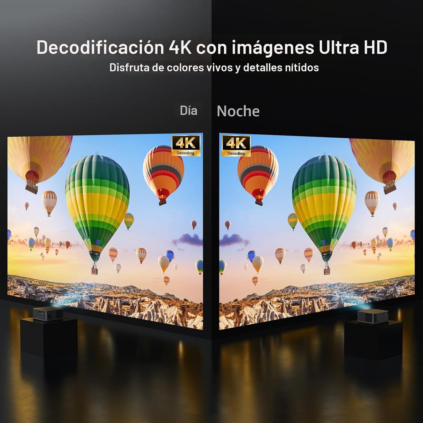 Proyector de decodificación ANSI 4K 2000 con WiFi y Bluetooth, cine...