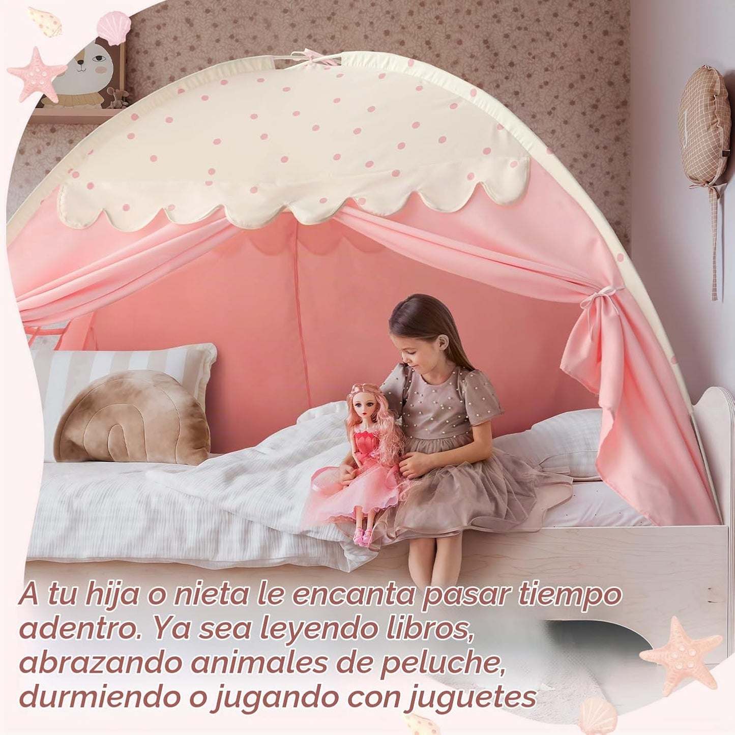 Tienda de campaña con dosel de cama de tamaño individual para niños...