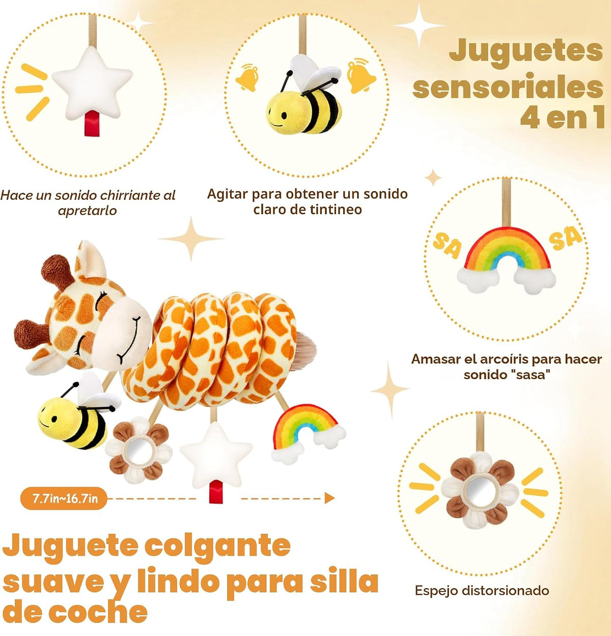 Stuffed Asiento de coche en espiral para bebés de 6 a 12 meses, jug...