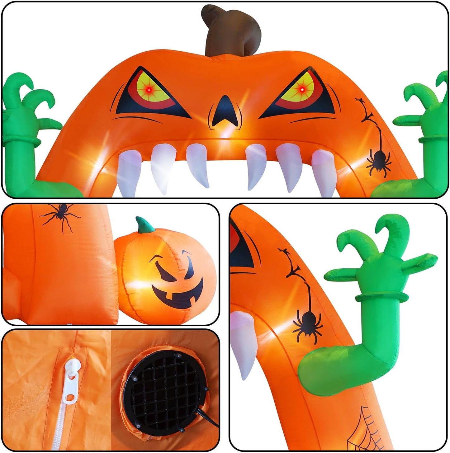 Juegoal Arco de calabaza inflable iluminado para Halloween, 13 pies...