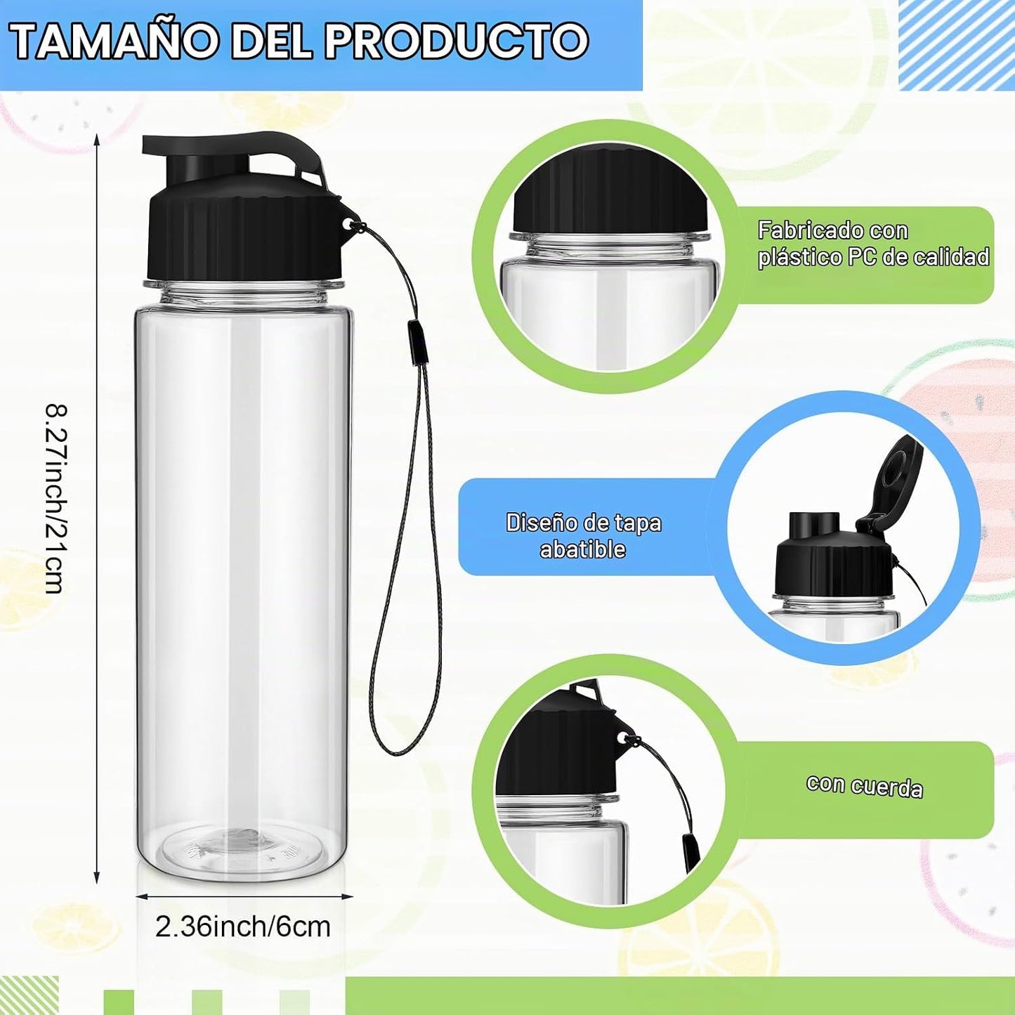 Maxcheck 30 botellas de agua a granel, estilo clásico, negro | Bote...