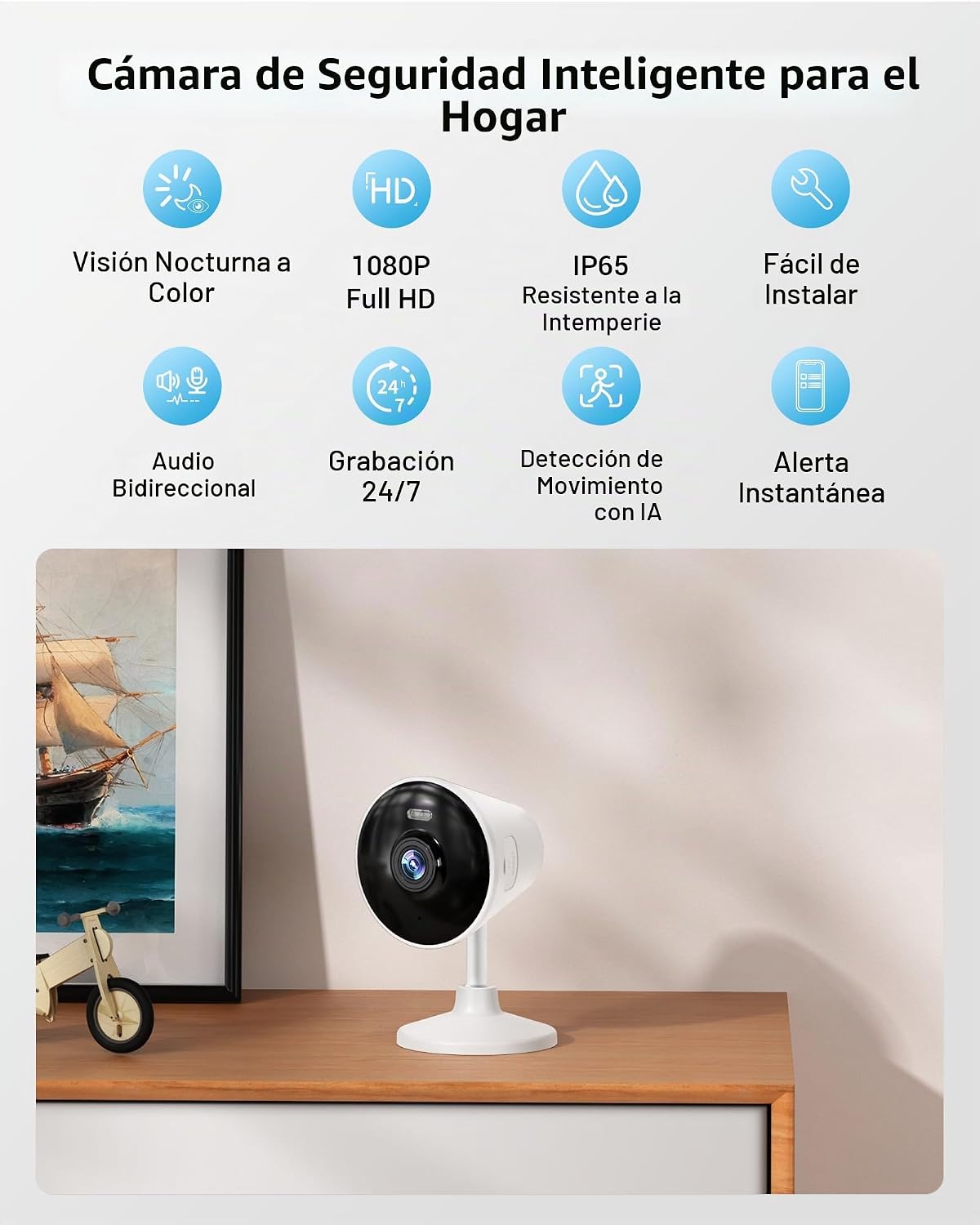 Rocktone cámara de seguridad 5G y 2.4G para interior\/exterior del...