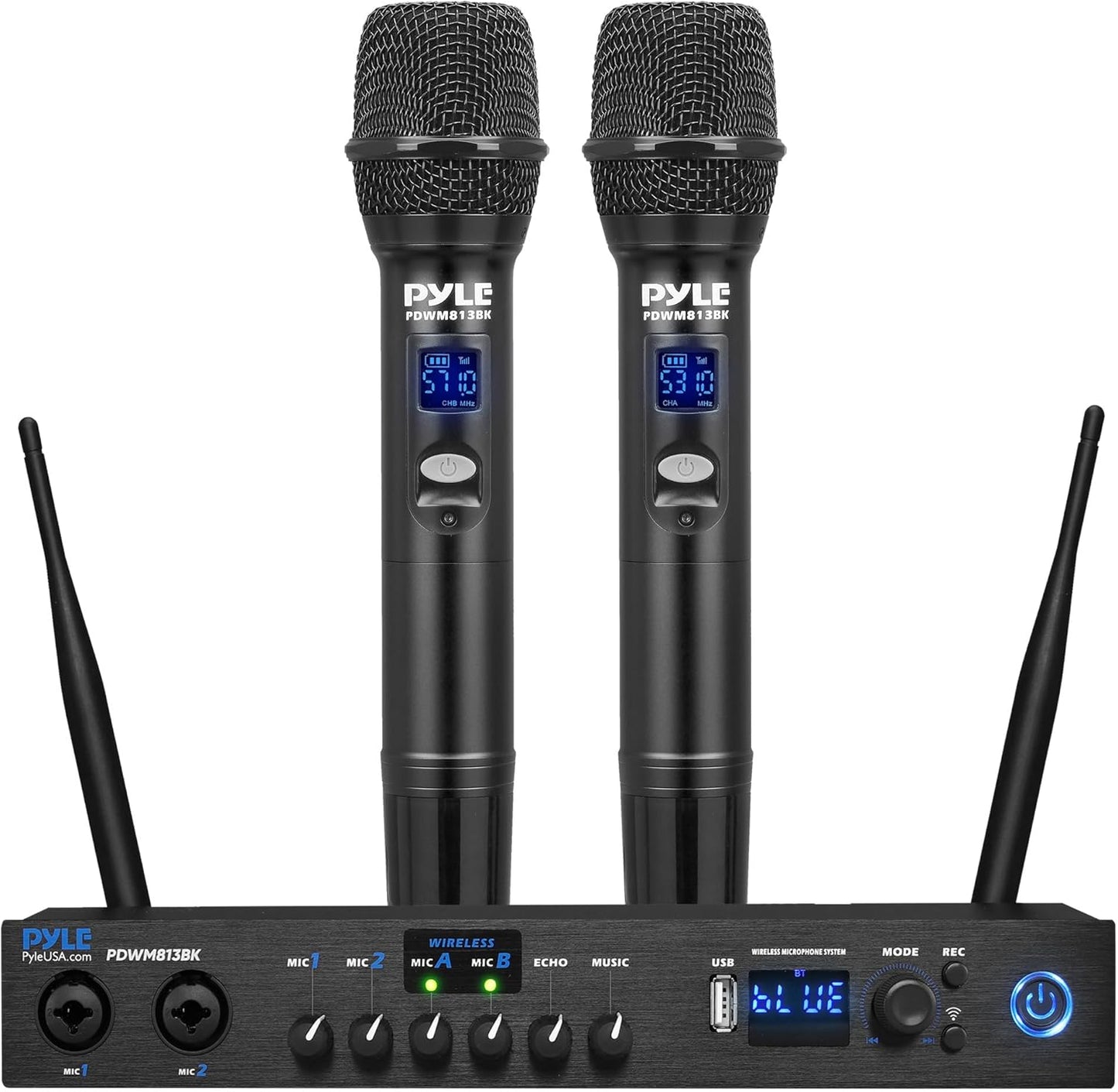 Sistema de micrófono inalámbrico digital Pyle con Bluetooth - Inclu...