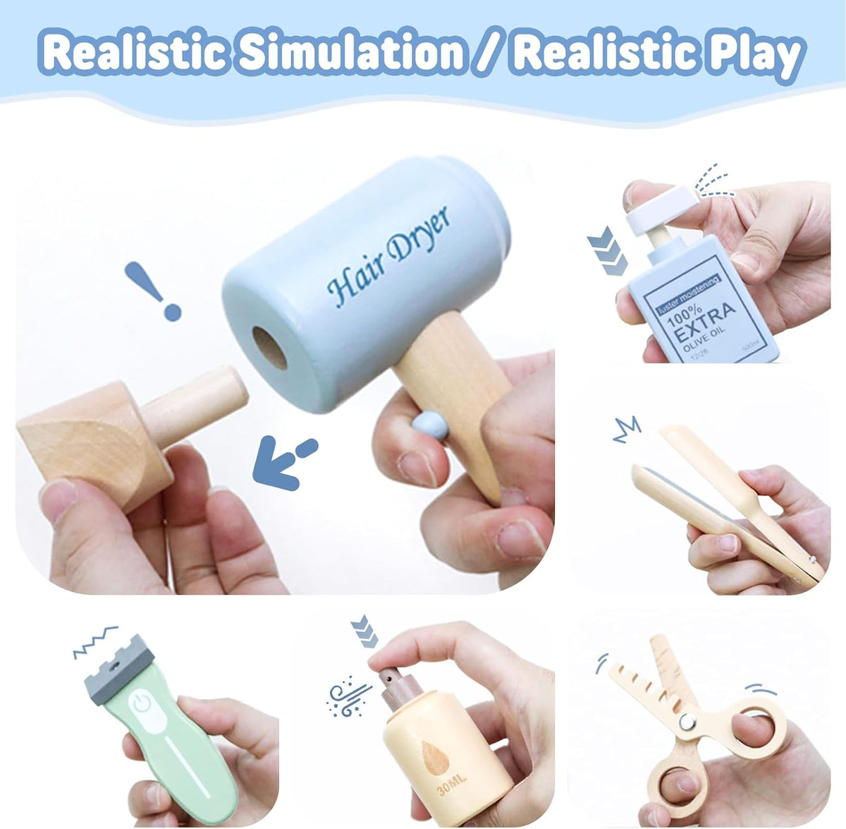 Juego de peluquería de madera para niñas de 3 a 6 años, kit de jugu...