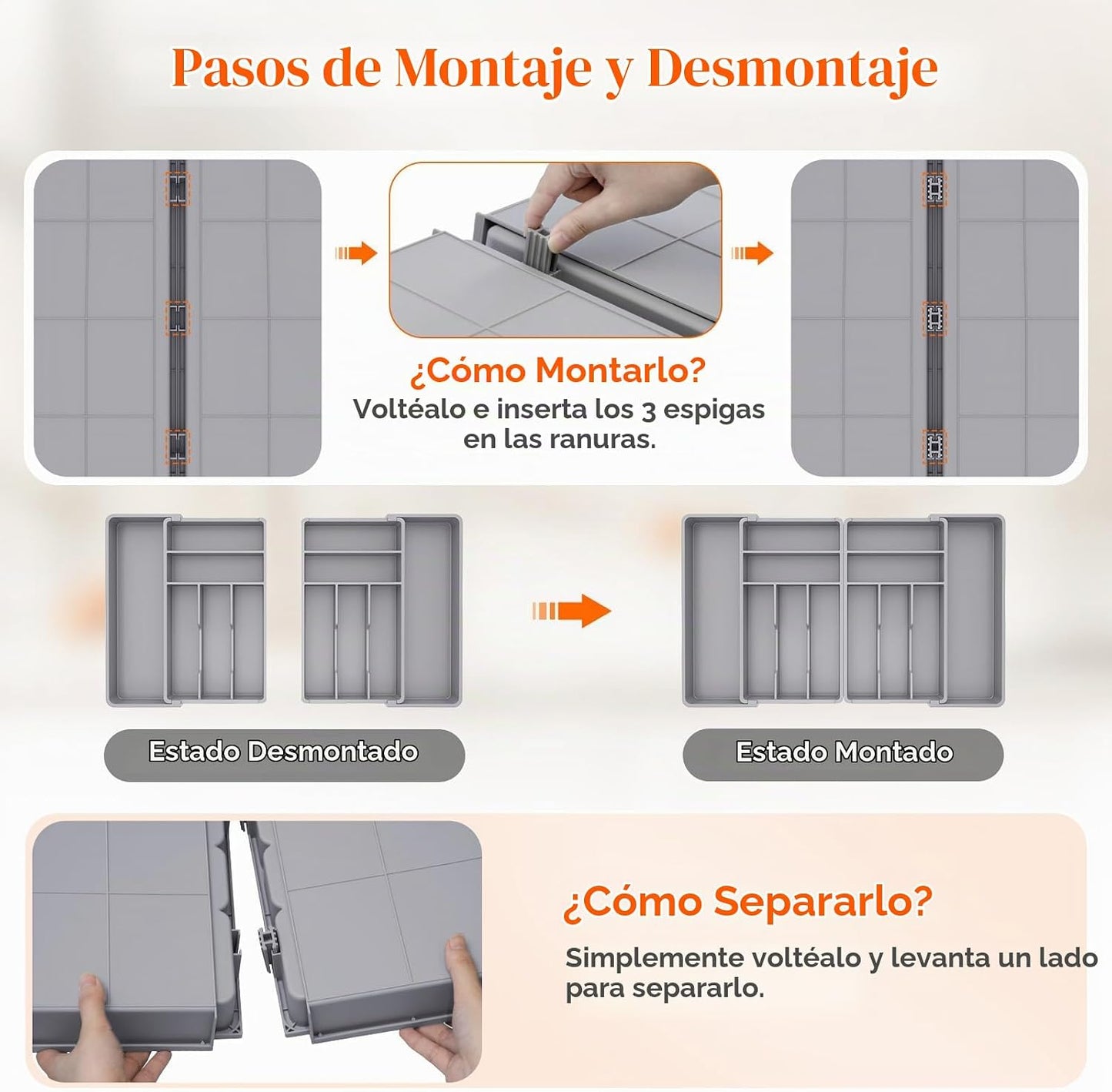 Lifewit Organizador de cubiertos grande para cajón, expandible de 1...