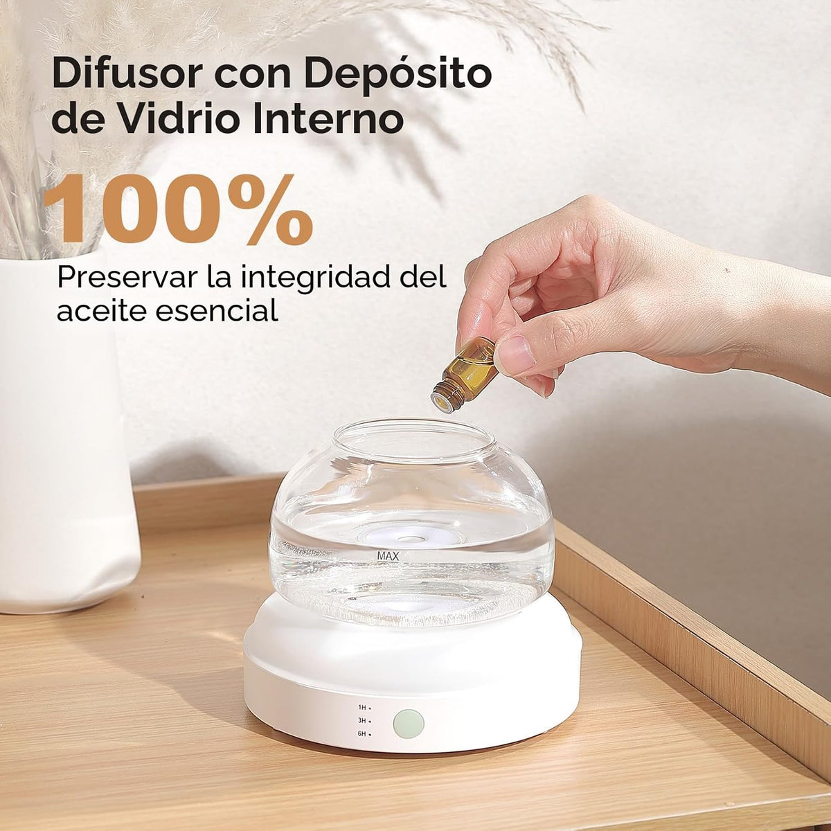 Lecdura Difusor de Aceite Esencial de Vidrio, Difusor de Aroma Ultr...