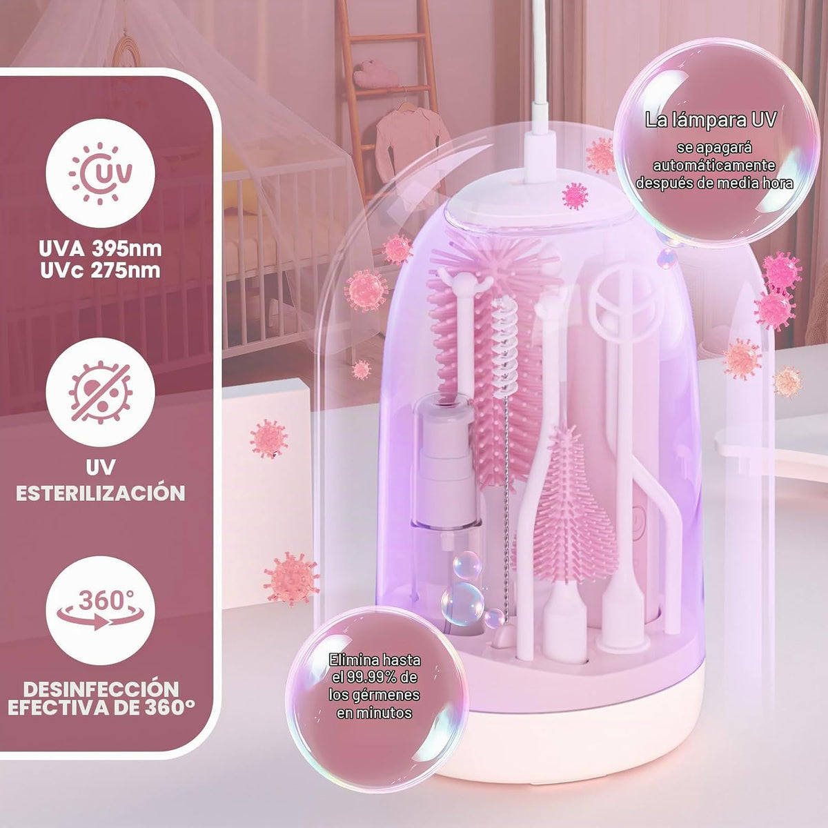 Limpiador eléctrico de cepillo para botellas, limpiador eléctrico d...