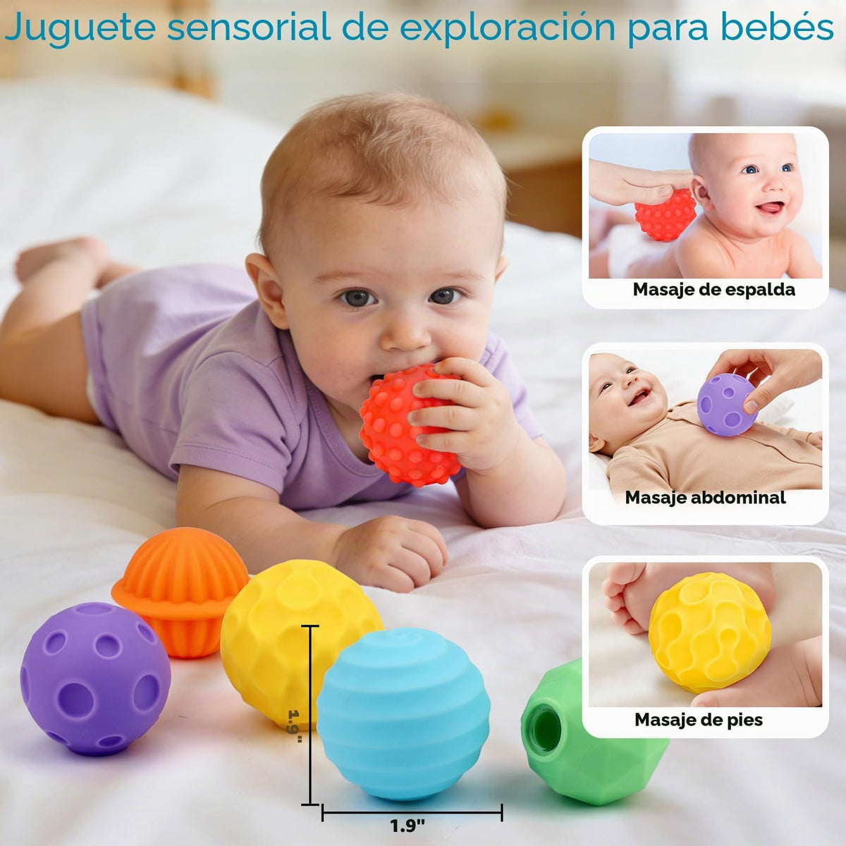 Tsomtto Pelotas sensoriales para bebés de 6 a 12 meses iluminan el...