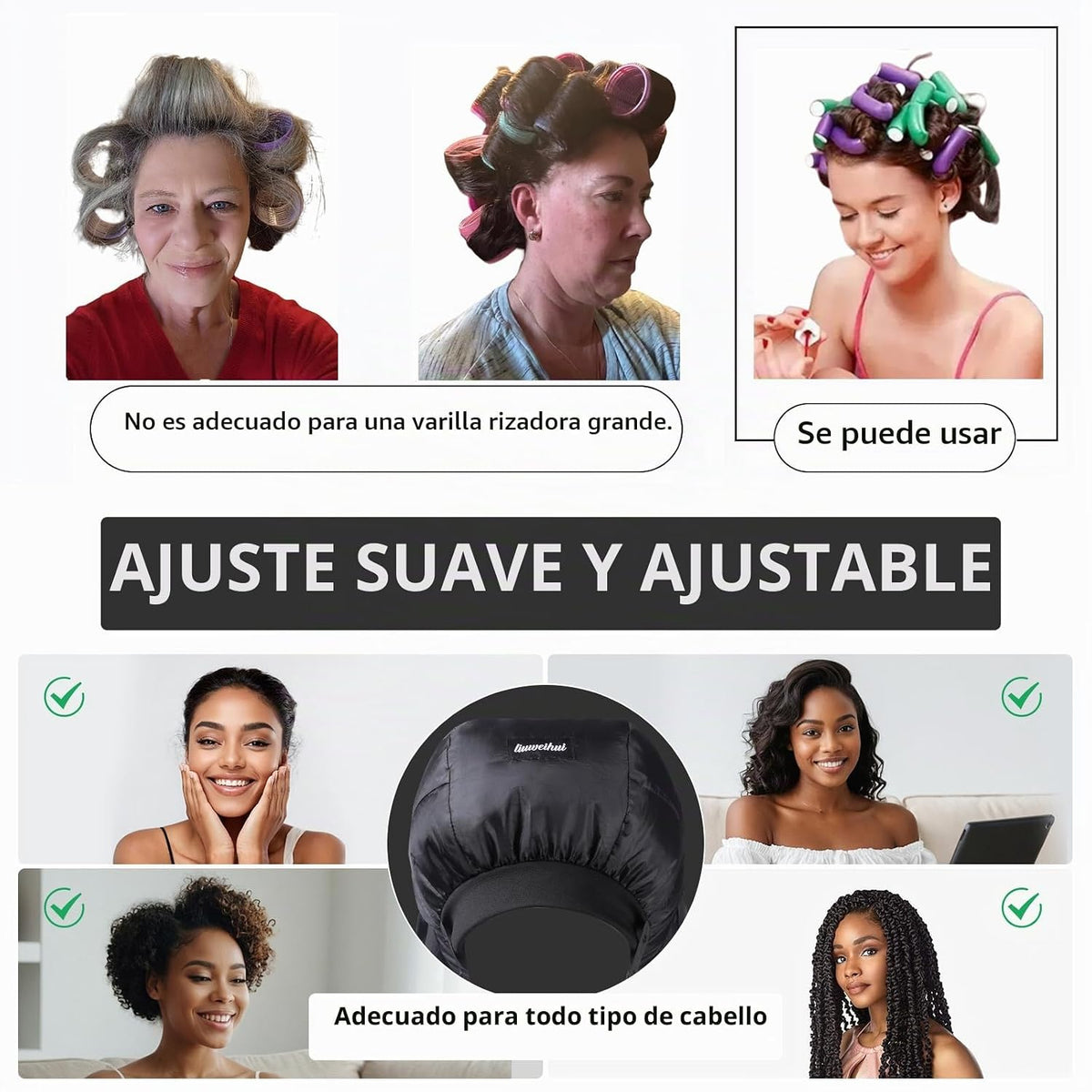 Secador de Pelo con Gorro, Difusor de Pelo Ideal para Cabello Rizad...