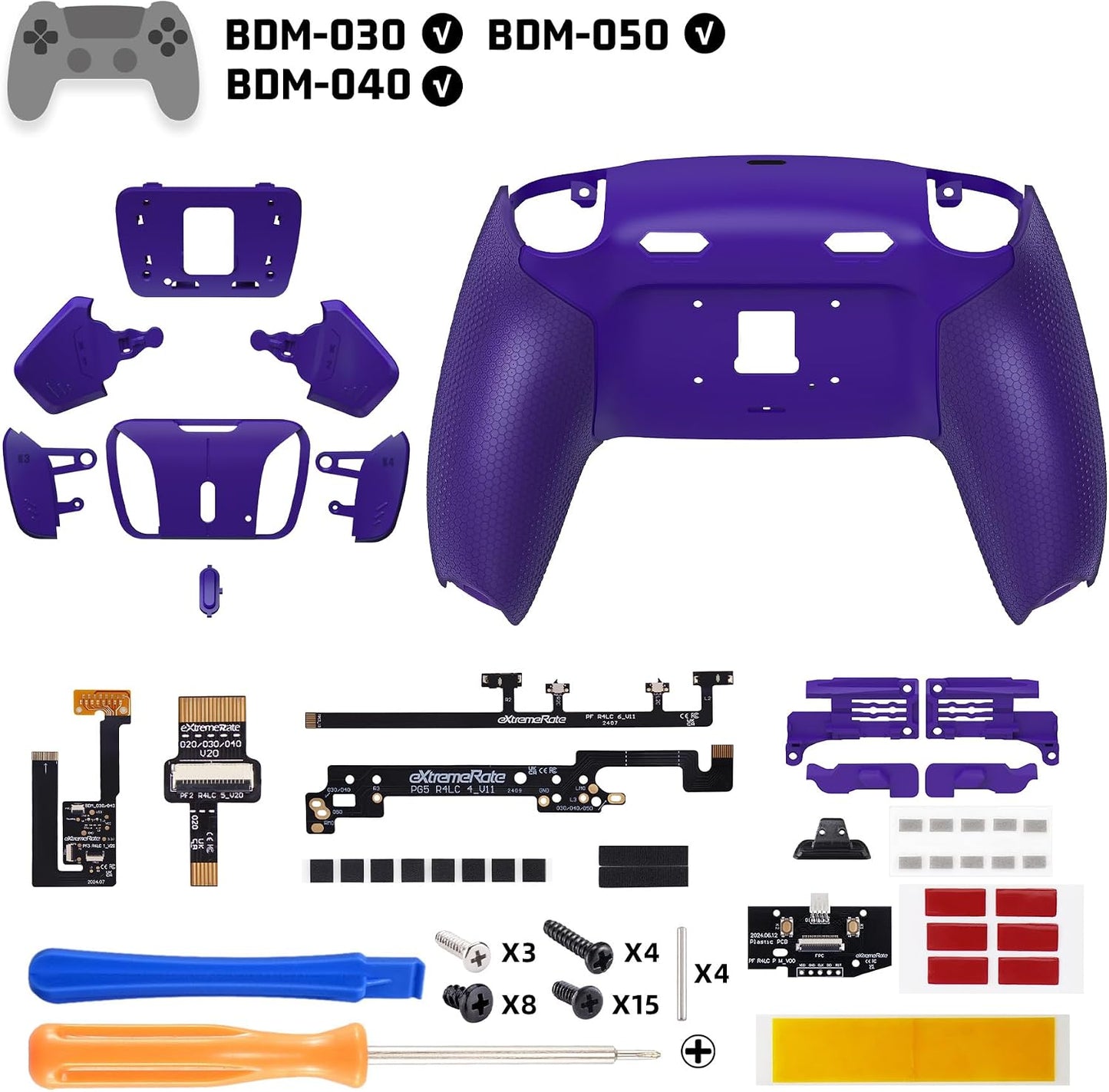 eXtremeRate RISE4 Plus MAX Kit de paletas traseras con topes de gat...