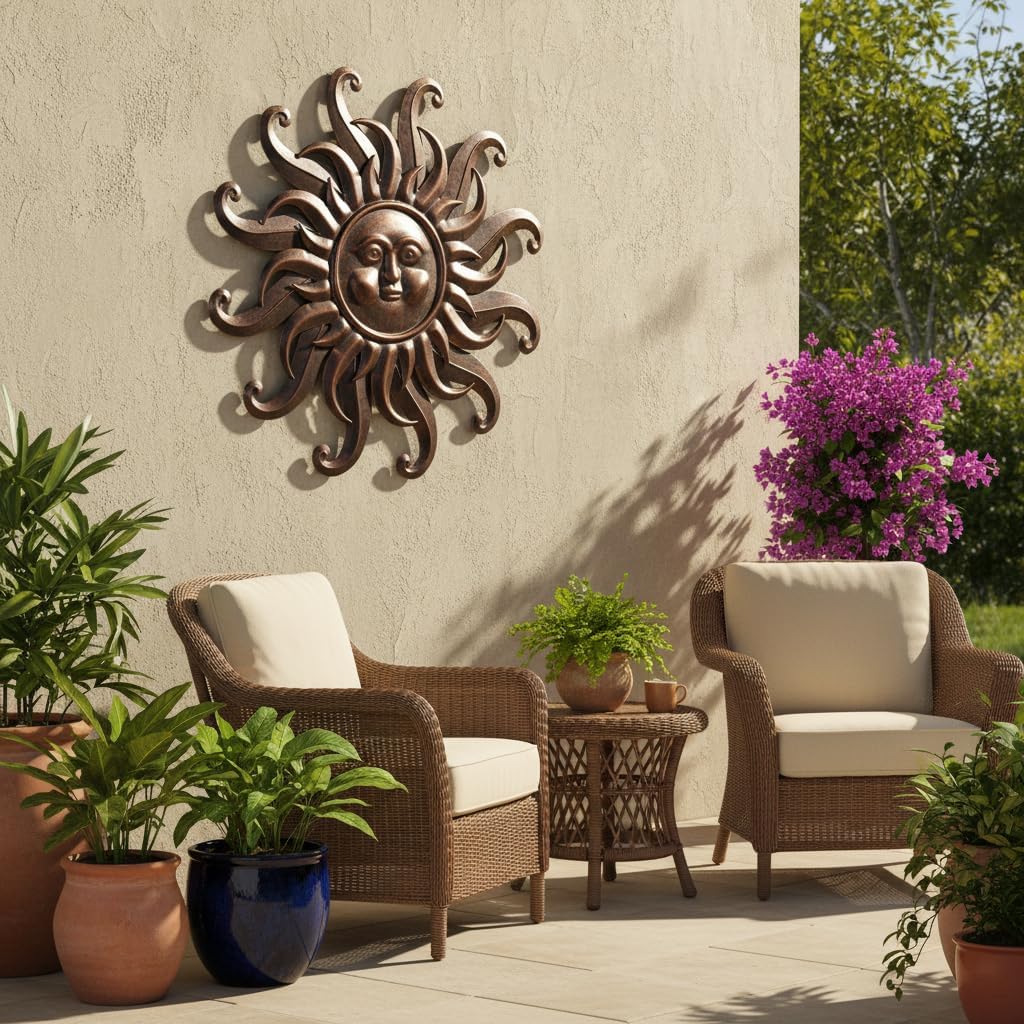 Comfy Hour - Arte de pared grande de metal con cara de sol de 25 pu...
