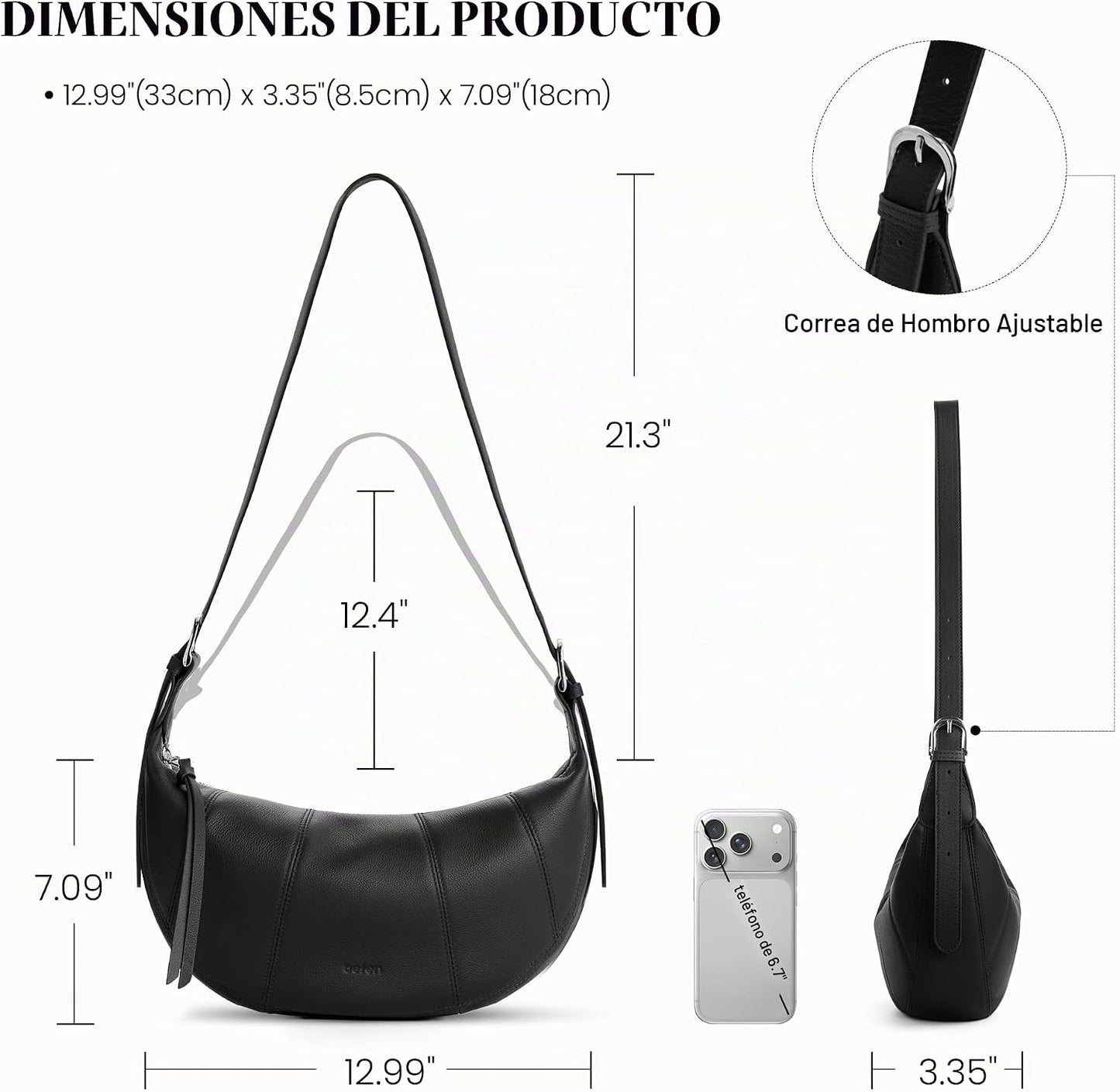 befen Bolsos cruzados de cuero genuino para mujer con bloqueo Rfid,...