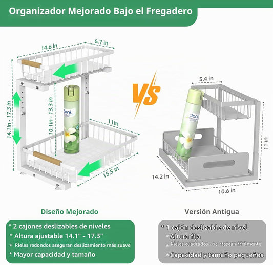 ADRIMER Organizador para debajo del fregadero, 2 unidades, organiza...