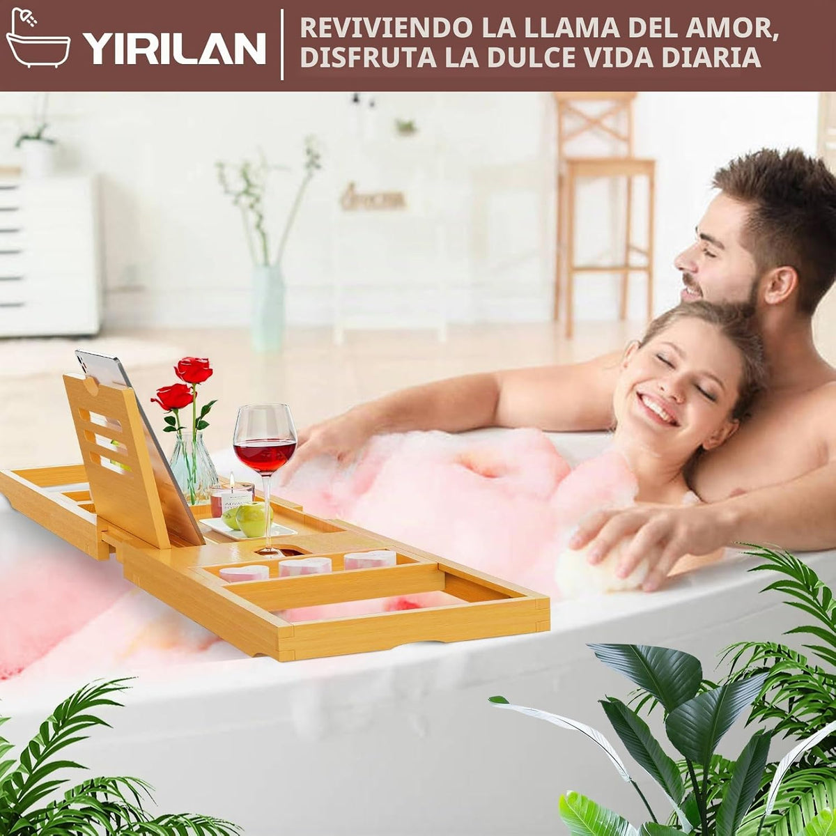 Yirilan Lux - Bandeja expandible para bañera con 3 bombas de baño,...