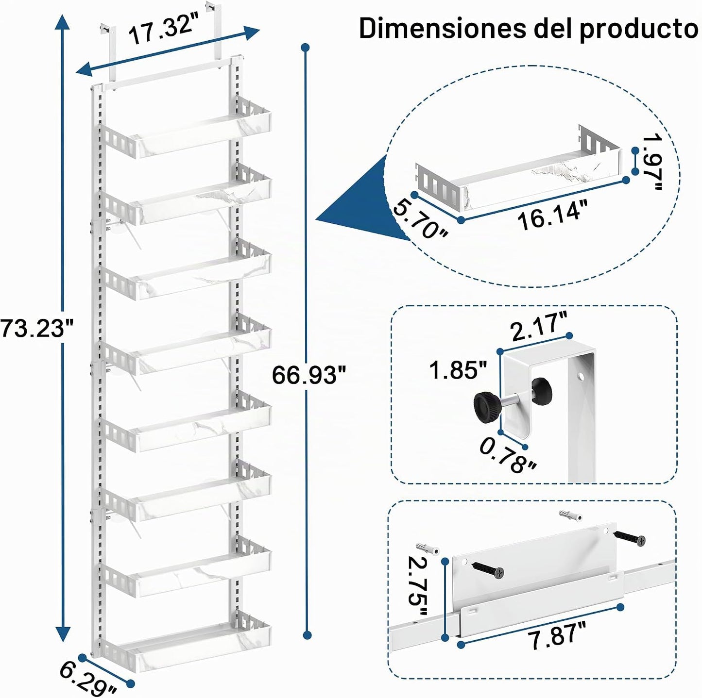 bukfen Organizador de despensa sobre la puerta, cesta ajustable de...