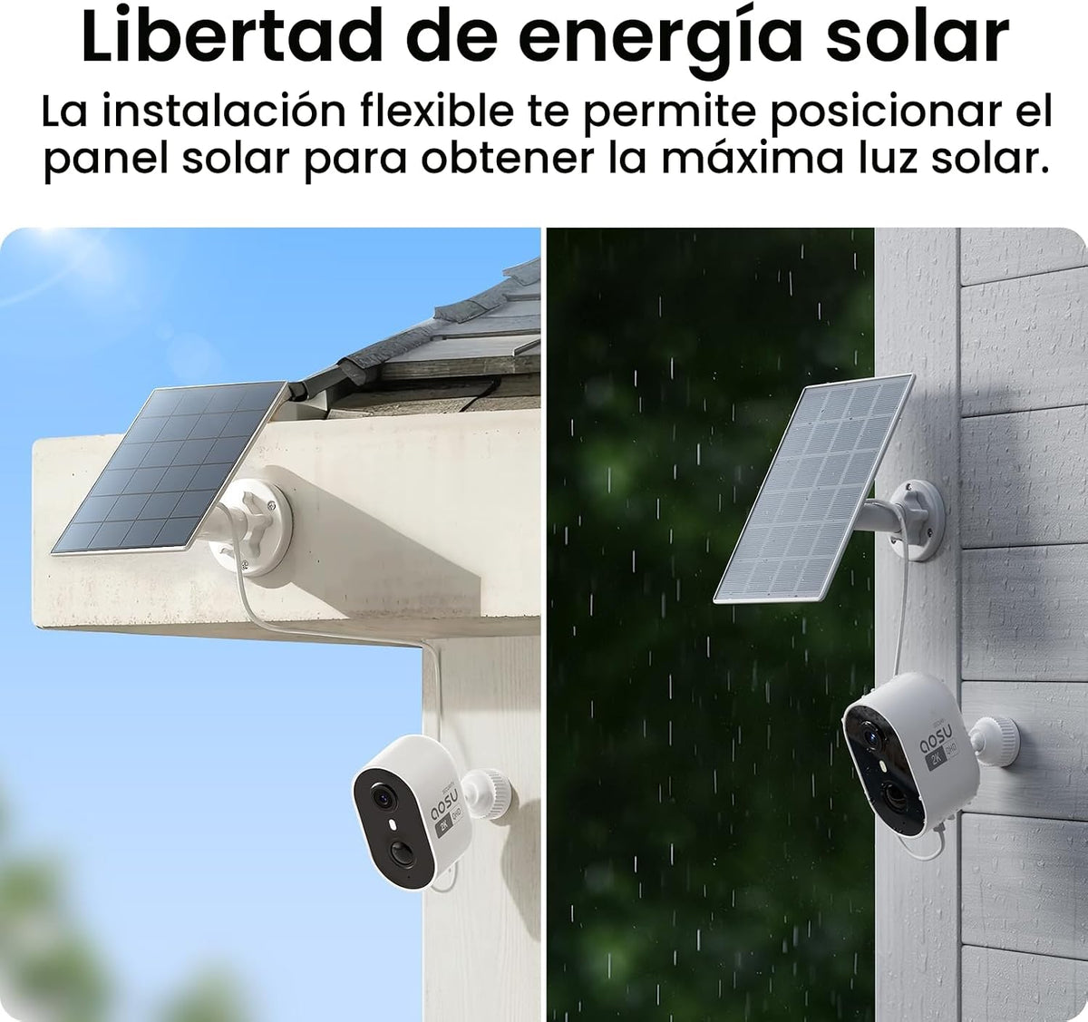 aosu Cámaras de seguridad solares inalámbricas para exteriores, sis...