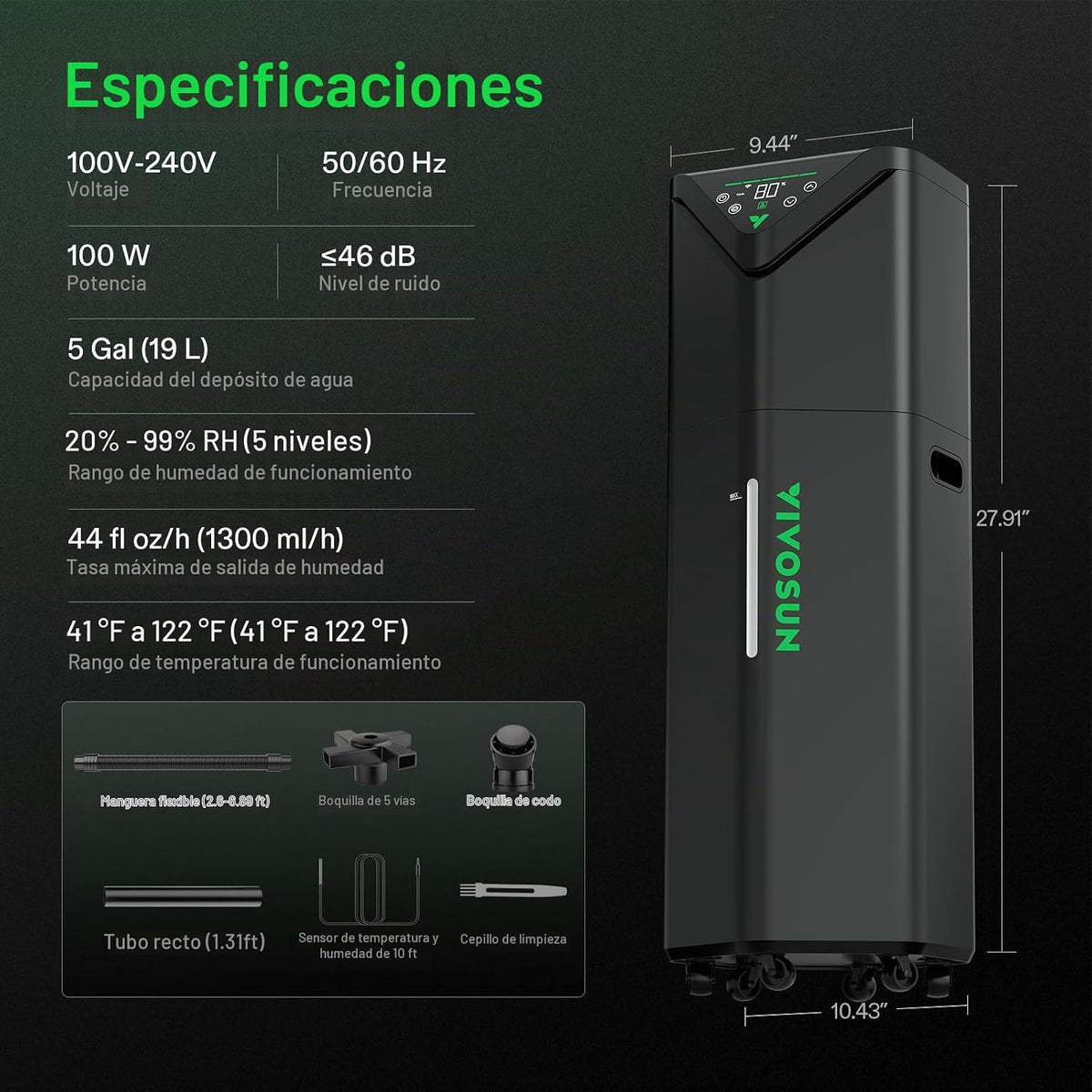 VIVOSUN AeroStream H19 Humidificador ambiental inteligente de 19L c...