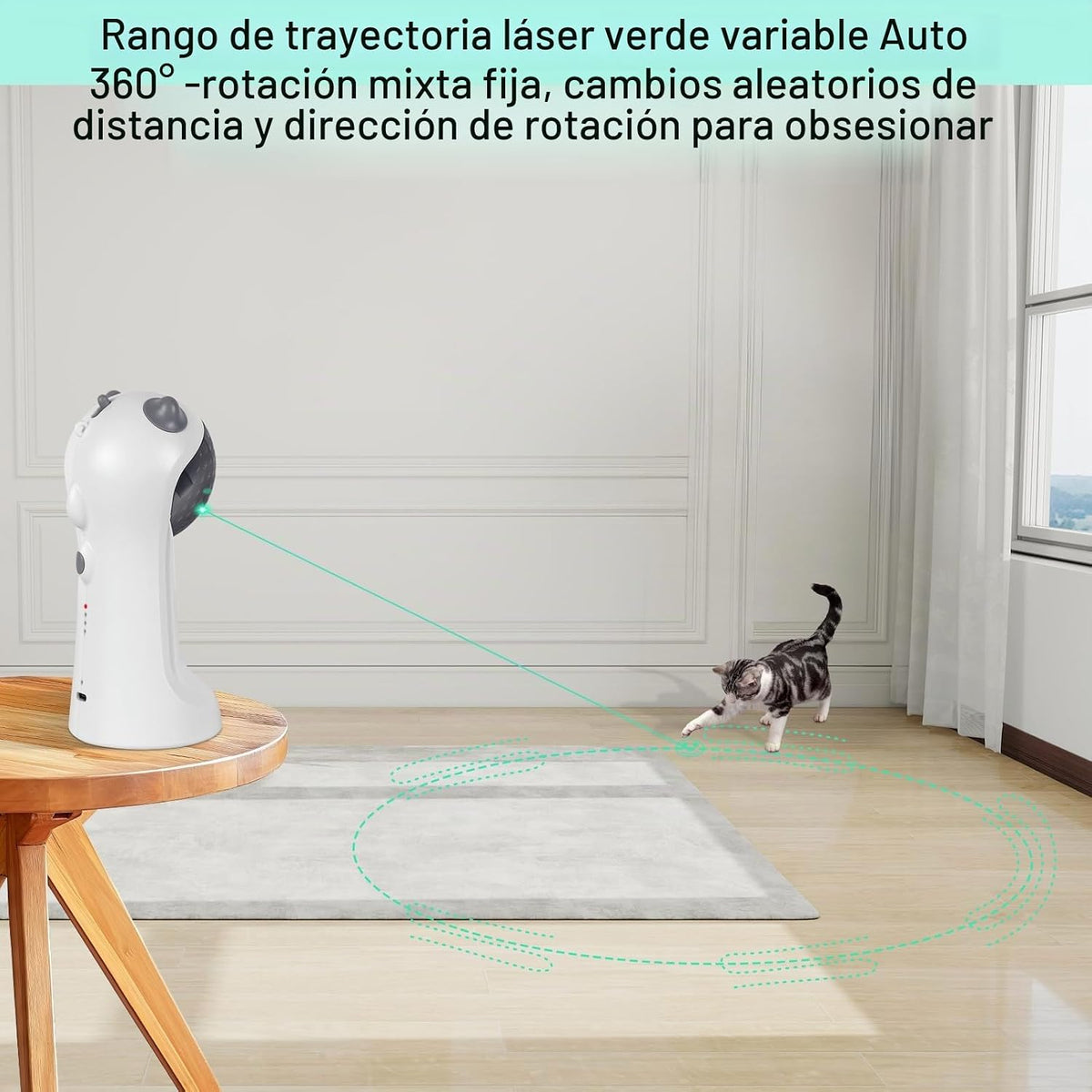 TBTeek Juguete automático para gatos con luz verde, 5 patrones dive...